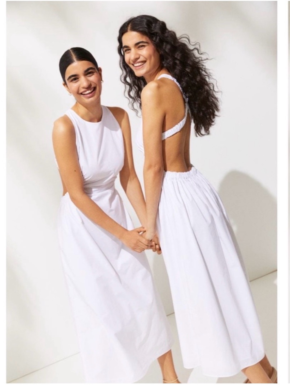 Zara White Sleeveless Midi Dress with Open Back Detail